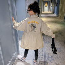 Girls spring and autumn windbreaker 2021 new middle and Big Boy foreign fashion fashionable coat girl Autumn loose coat
