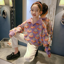 Girls sweater thickened foreign style winter 2021 new explosive childrens clothing childrens coat childrens autumn and winter knitwear