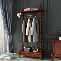 European solid wood coat rack Floor-to-ceiling bedroom with drawer Foyer Living room hanger Household American simple shelf