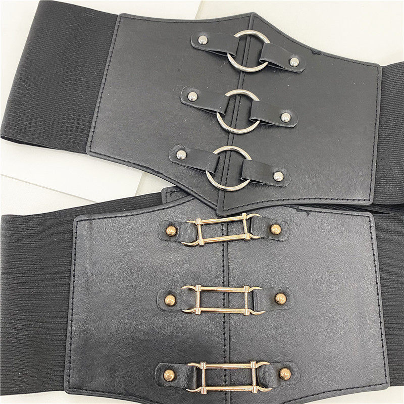 ins风女士腰铁环扣宽腰带系带塑身时尚外穿配饰衬衫裙装饰皮带