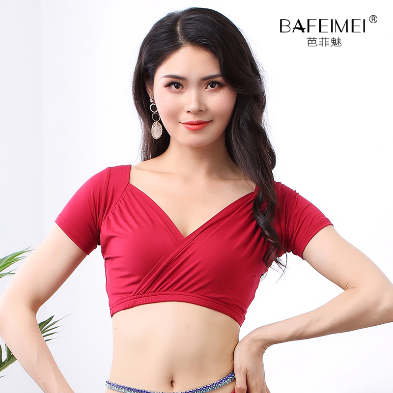 Belly dance practice clothes women's new modal sexy short-sleeved top practice clothes group class clothes performance clothing