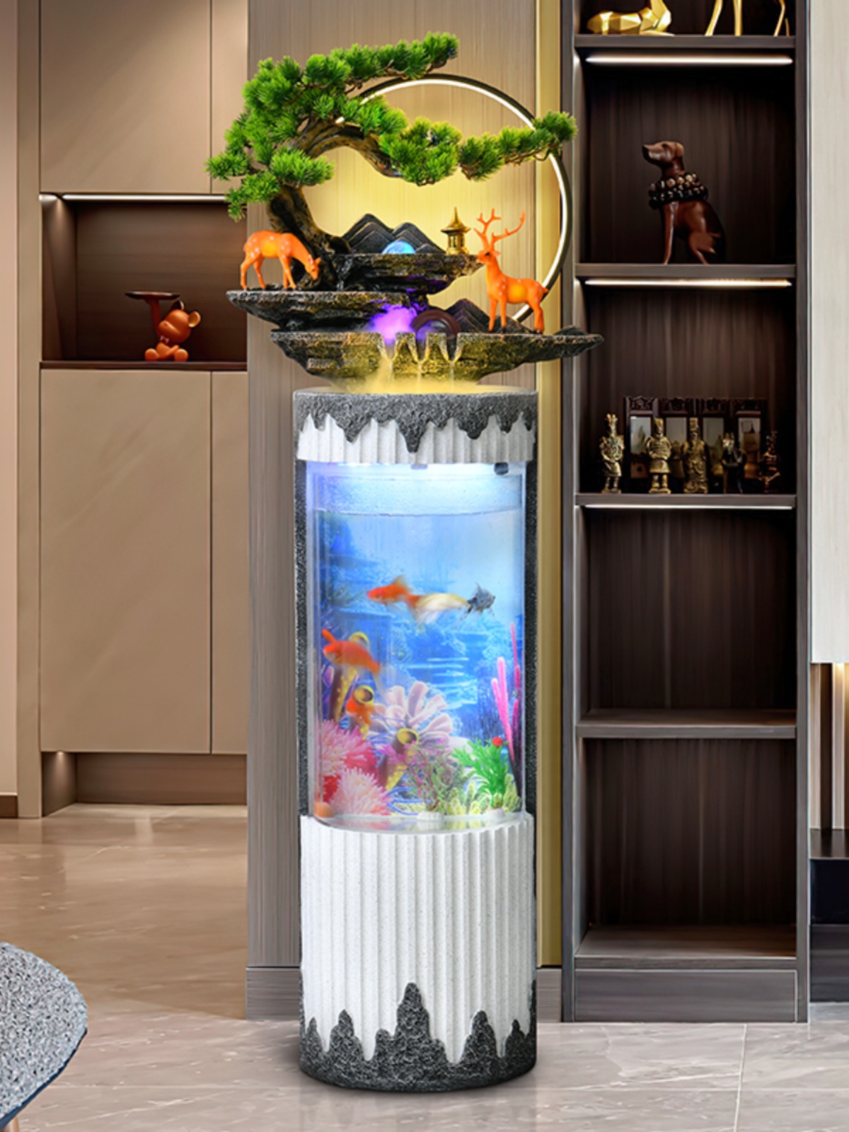 圆形鱼缸这样摆,财气好运滚滚来