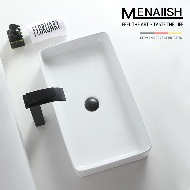 Modern Nordic table basin rectangular household round wash basin wash basin single basin balcony size ceramic washbasin