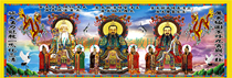 Taoism Three Qing ancestral Master banner Portrait Statue Dharma worship Buddhist three treasures Buddha painting Five old three milk lady