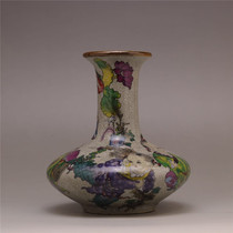 Jingdezhen antique ceramic pastel figure baby play picture flat vase antique collection home study decoration ornaments