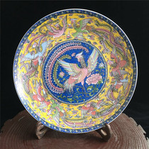 Qianlong annual pastel color Phoenix hanging plate antique collection porch decorative ornaments antique porcelain old objects collection