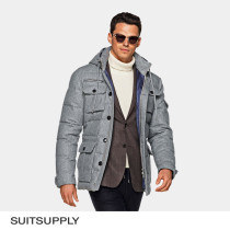 SUITSUPPLY-Orlando Grey Wool Plain Coat Men's Casual Fashion Jacket