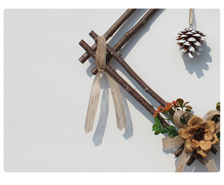 干树枝挂墙壁挂手工创意松果麻绳干花幼儿园室内墙面家居装饰