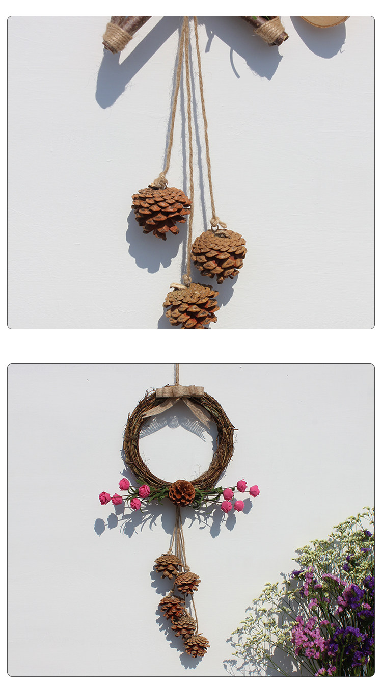 松果装饰挂件手工制作创意幼儿园区角环境创设墙壁挂饰天然干树枝