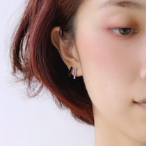 Earrings Korean version of tide ins Wind suitable for round face thin earrings simple cold wind female sterling silver earrings