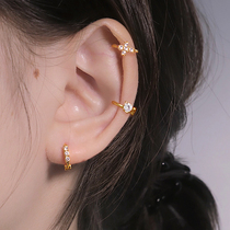 Sterling silver ear ring ear bone ring female cold wind temperament yellow gold earrings earrings earrings ear jewelry small ear buckle ear bone nail