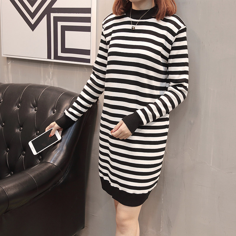 加绒毛衣女士秋冬装中长款加厚半高领宽松套头