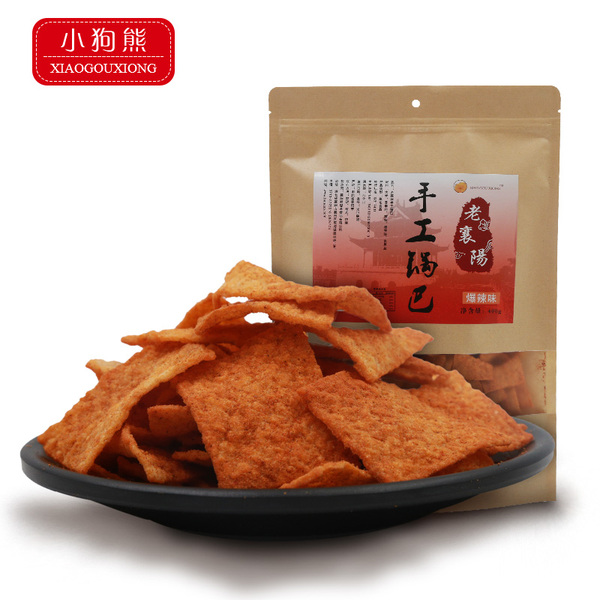 小狗熊老襄阳大米手工锅巴400gx3麻辣味烧烤零食特产小吃老灶锅巴券后19.9包邮-秒客网