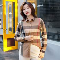 Plaid shirt women long sleeve 2021 summer and autumn new professional niche coat Joker slim slim Korean temperament shirt