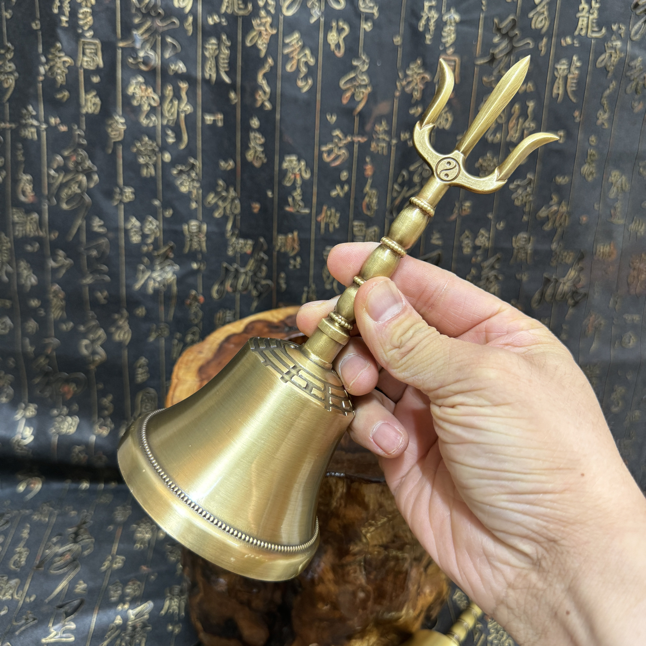 道家用品黄铜三清铃道士太极八卦三叉铃仿古八仙铃手摇铃铛八仙铃