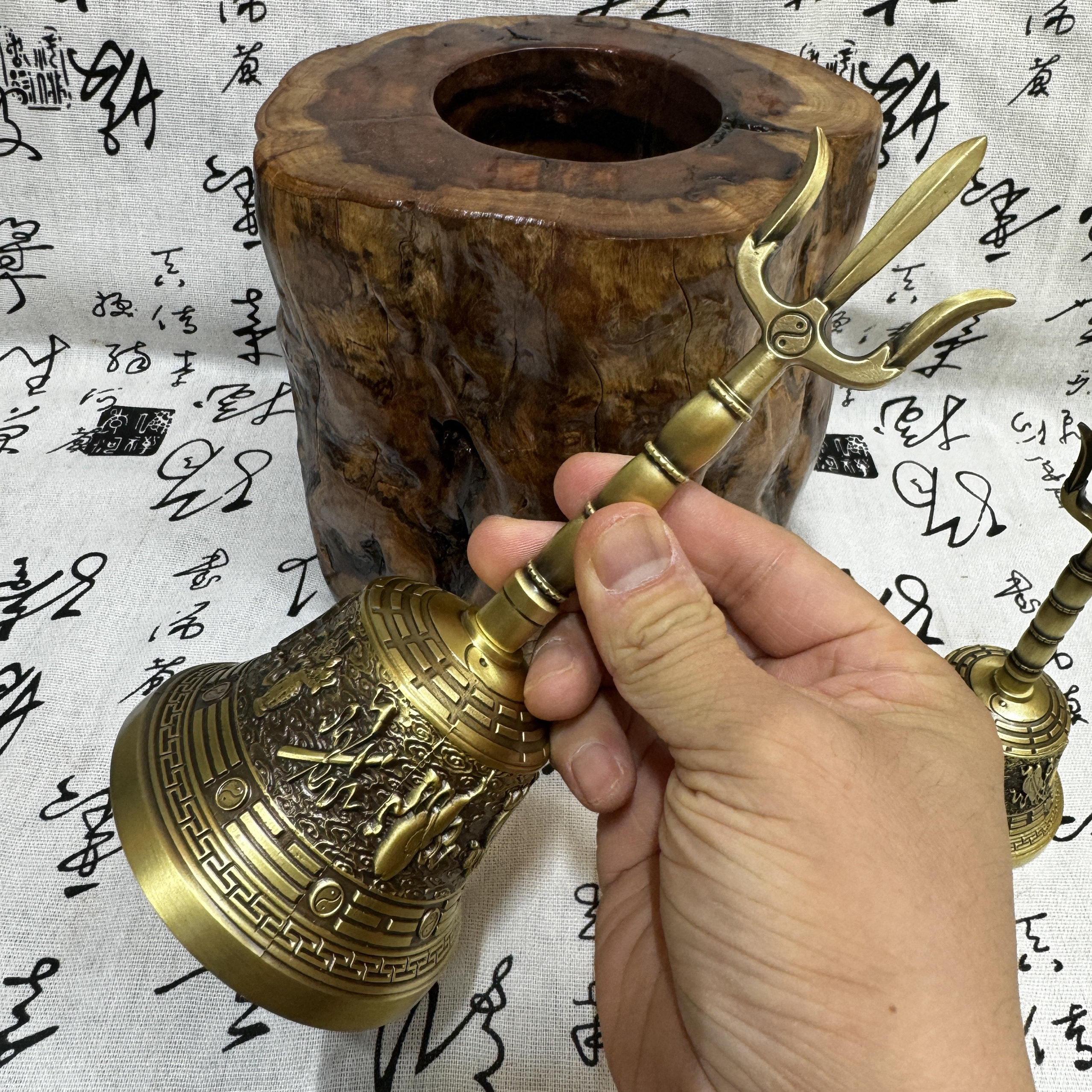 道家用品黄铜三清铃道士太极八卦三叉铃仿古八仙铃手摇铃铛八仙铃