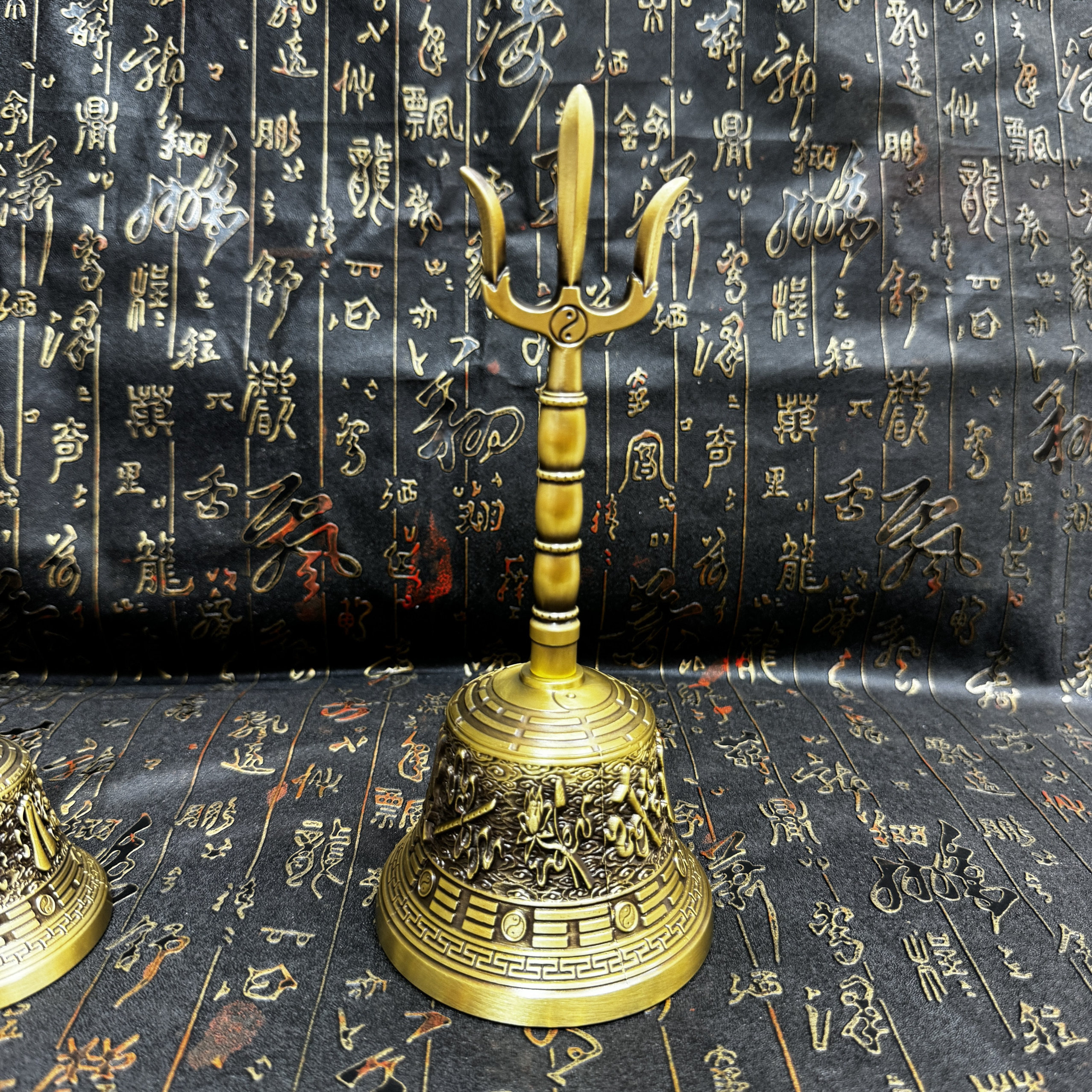 道家用品黄铜三清铃道士太极八卦三叉铃仿古八仙铃手摇铃铛八仙铃