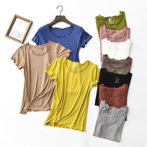 Wooden ear short sleeve t-shirt women wear summer thin modal top size inside versatile round neck base shirt