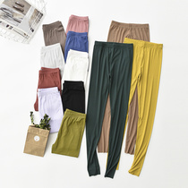 Spring Modal Stretch Leggings Women Plus Size Pants ankle-length pants Summer Thin High Waist Joker Solid Color Pants
