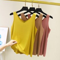 Modal non-trace vest vneck collars female outer wear spring and summer sleeveless loose base shirt enlarged top thin coat