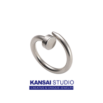 KANSAI DESIGN SENSE SCREWS IRON NAILS RING TIDE CARD TITANIUM STEEL OPENING PERSONALITY BRIEF DARK BLACK ENSEMBLE COOL INDEX FINGER RING