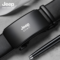 Jeep Jeep mens belt Leather automatic buckle young and middle-aged business casual cowhide mens pants waist belt simple