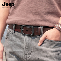 Jeep Jeep mens belt Mens needle buckle tide young people Korean version of wild pure cowhide belt leather pants