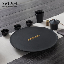 Stone-free design natural whole piece of black gold stone small dry tea plate household stone modern simple water storage kung fu tea table