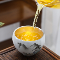 Retro gift box single cup tea cup gilt silver tea cup ceramic tea cup antique cup small Master Cup 999 pure silver cup