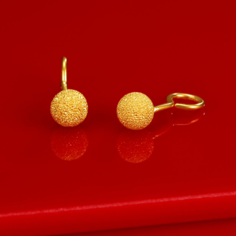 六桂福珠宝 圆珠 黄金耳钉999足金耳钉耳环耳饰耳坠女款正品计价