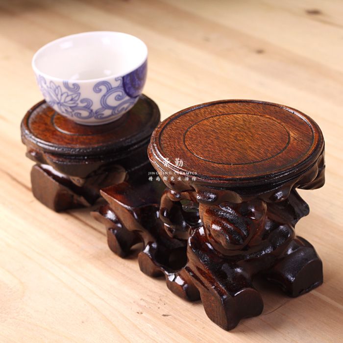 Jingdezhen process manual its rosewood tea base three the layers of household vase decoration decoration