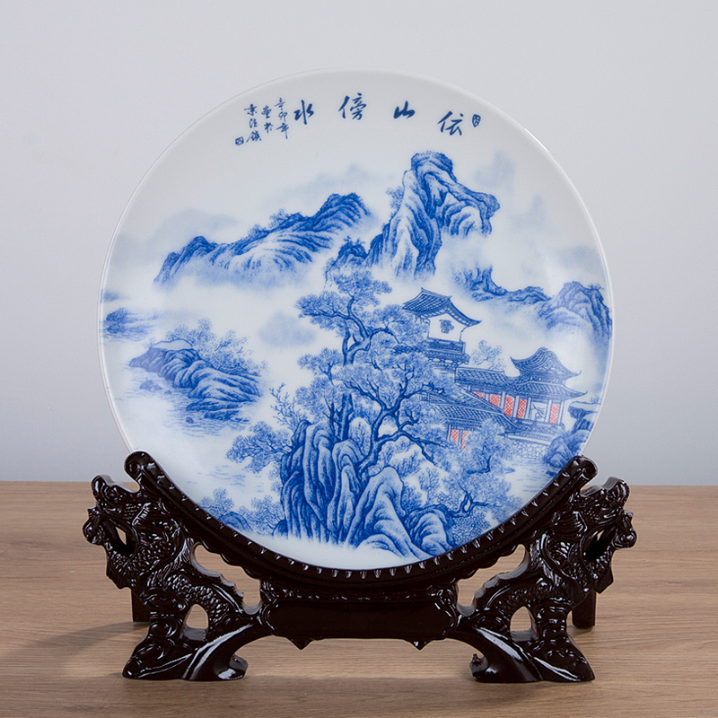 Jingdezhen ceramics decorated hang dish plate 21 cm plate of household adornment handicraft furnishing articles