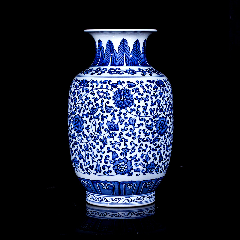 Jingdezhen ceramics imitation the qing qianlong blue auspicious pattern design of Chinese style living room home furnishing articles