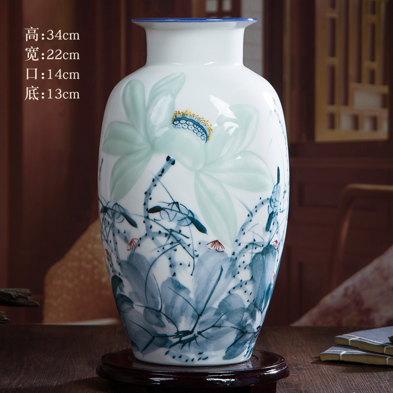 Jingdezhen hand - made ceramic porcelain vase furnishing articles hand - made lotus flower arranging the modern Chinese style living room sitting room adornment