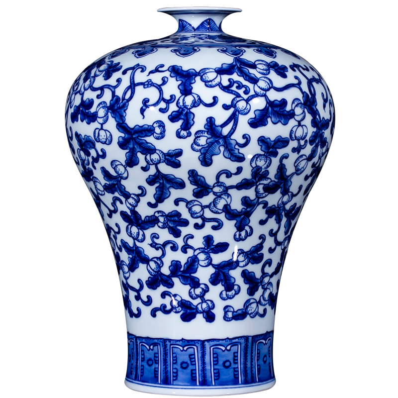 Jingdezhen ceramic antique hand - made of blue and white porcelain vase furnishing articles flower arranging new Chinese style porch decoration decoration