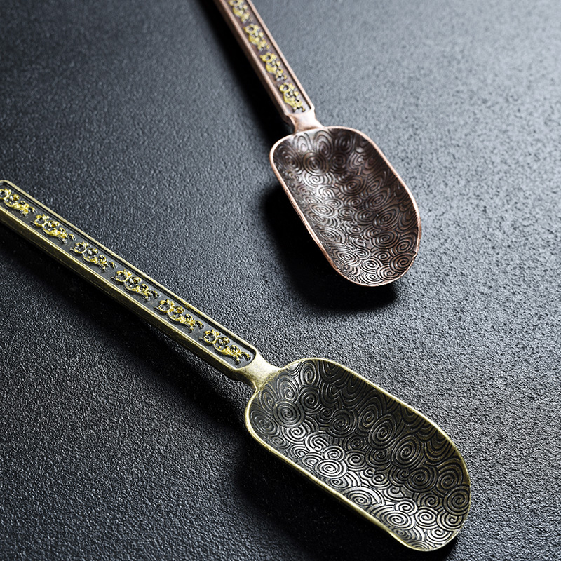 Howe auspicious ebony TSP teaspoons alloy shovel tea is the tea spoon, bamboo kung fu tea tea accessories