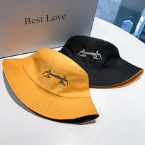 Japanese literary and artistic Joker double-sided fishermans hat Korean strawberry Embroidery Girl Cute Spring and Autumn pink sunscreen hat tide