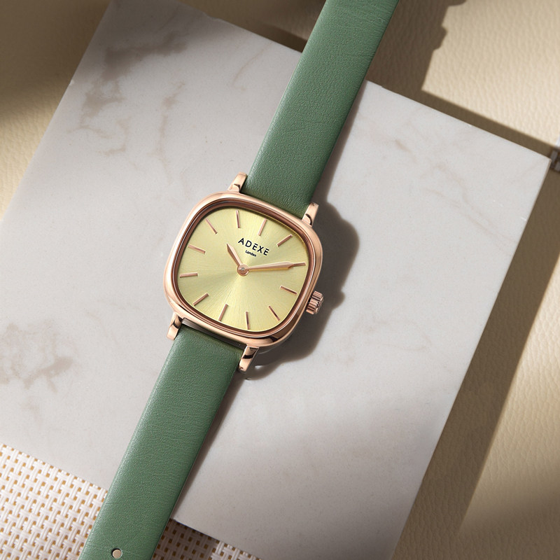 adexe 小绿表 小众轻奢手表女ins风复古时尚女士方表