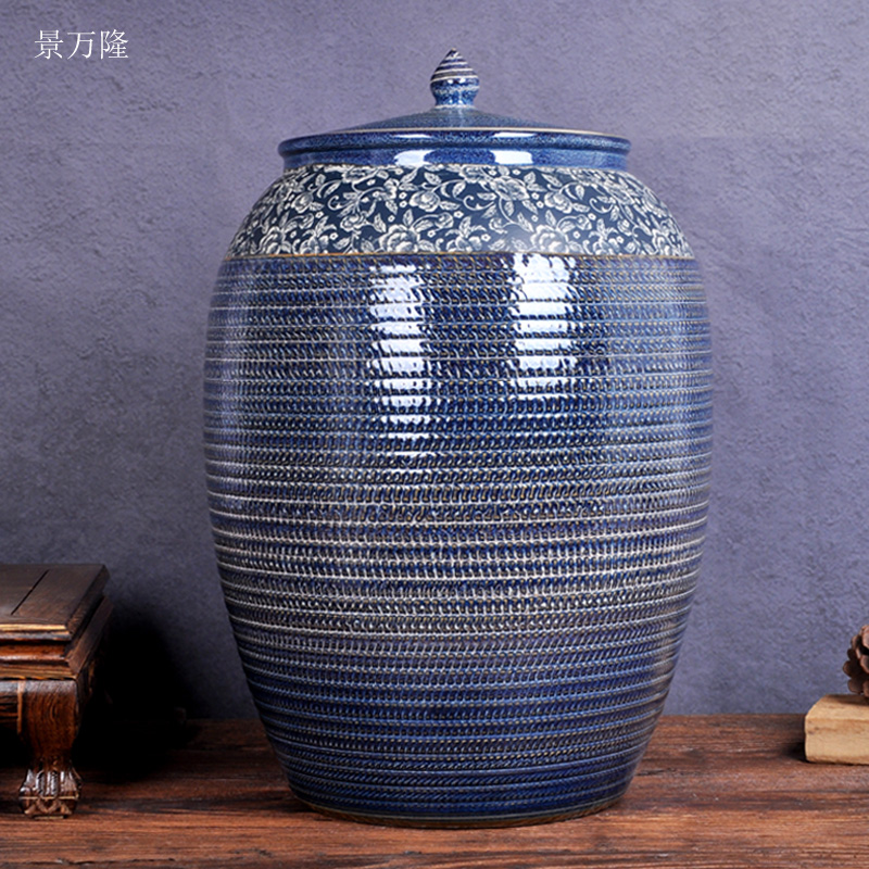 Jingdezhen ceramic barrel tank cylinder storage tank is 100 jins caddy fixings large household porcelain pot