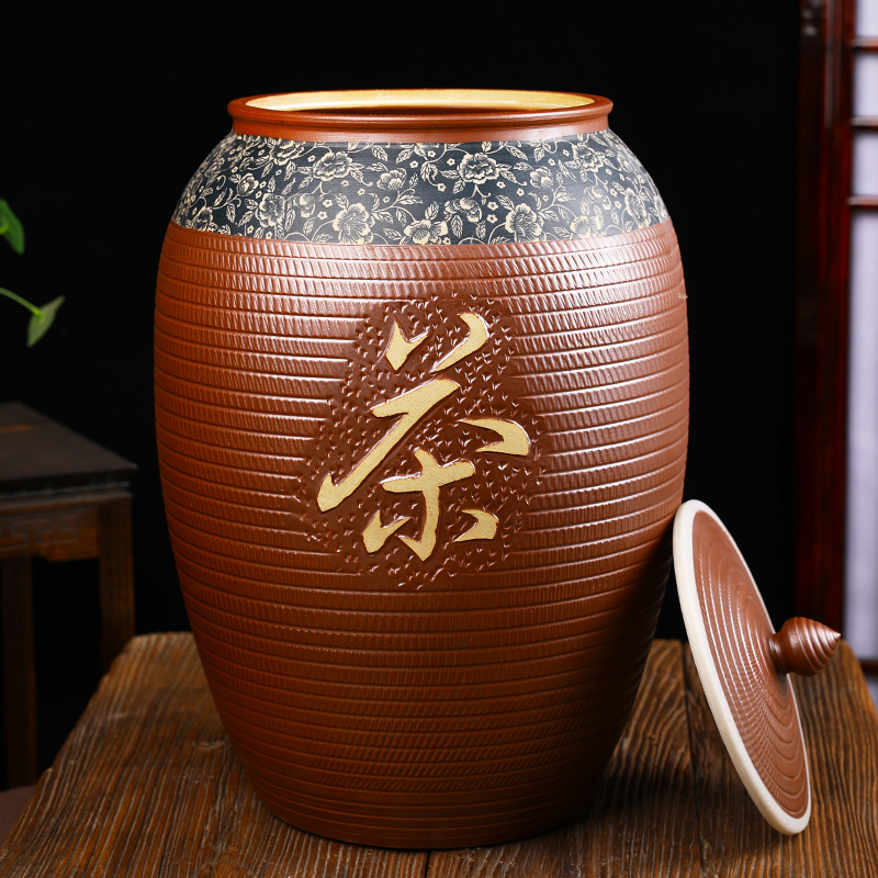 Jingdezhen hand - carved ceramic tea urn large storage tank cylinder storage tanks tank 50 pounds