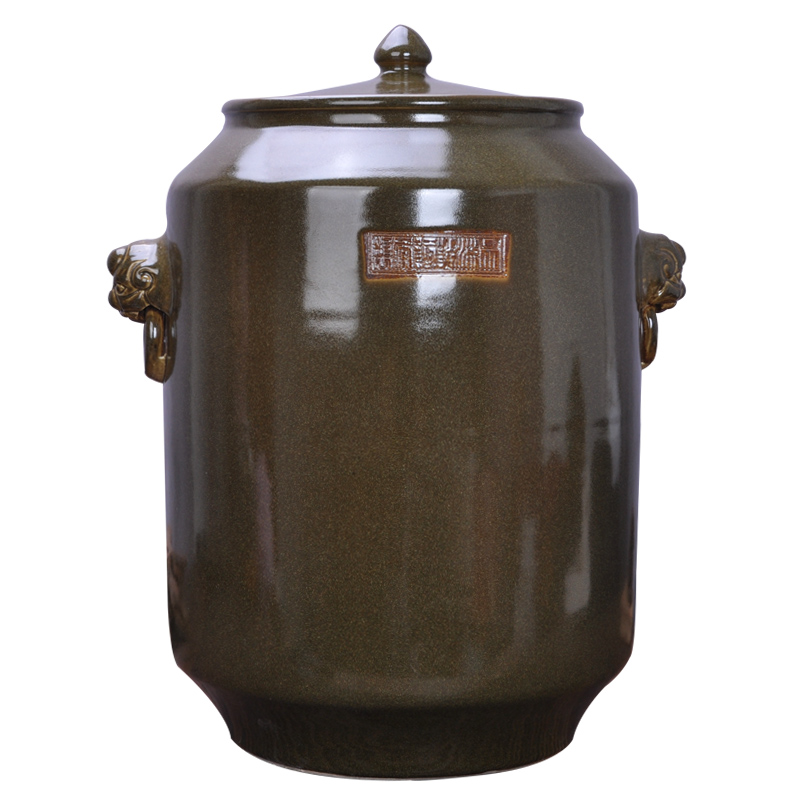 Jingdezhen ceramics with cover barrel ricer box meal kitchen oil cylinder tank at the end of the storage tank is 50 kg 100 jins moistureproof