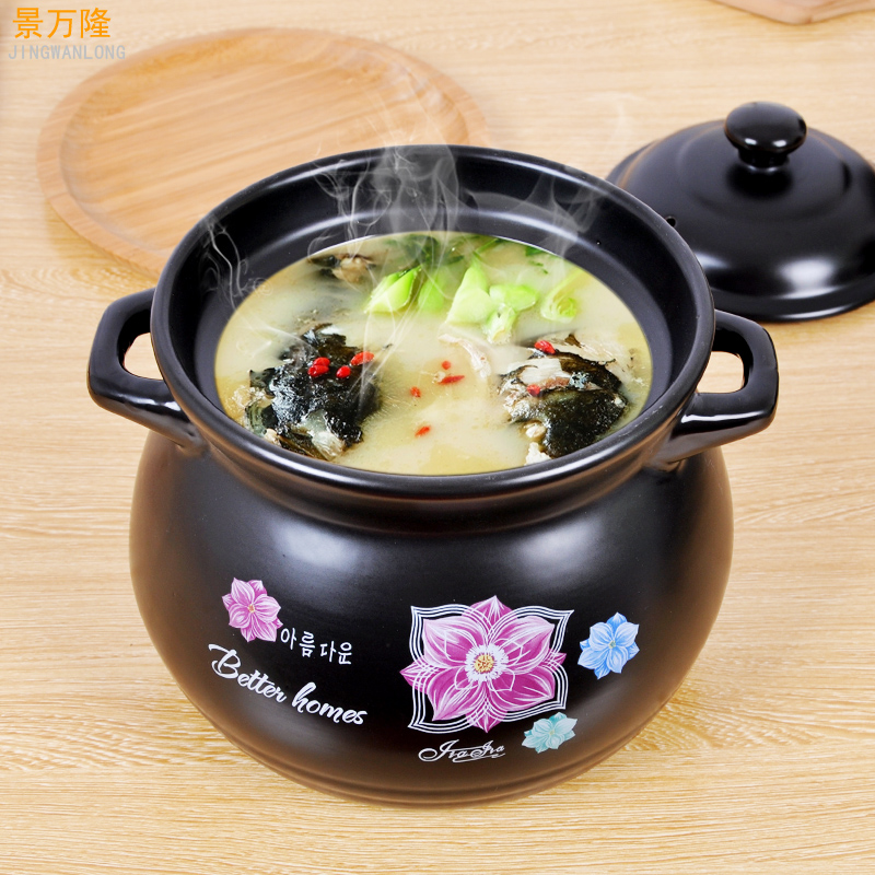 Ceramic casserole high - temperature curing stew pot small Ceramic casserole pot soup porridge pot stew household gas flame