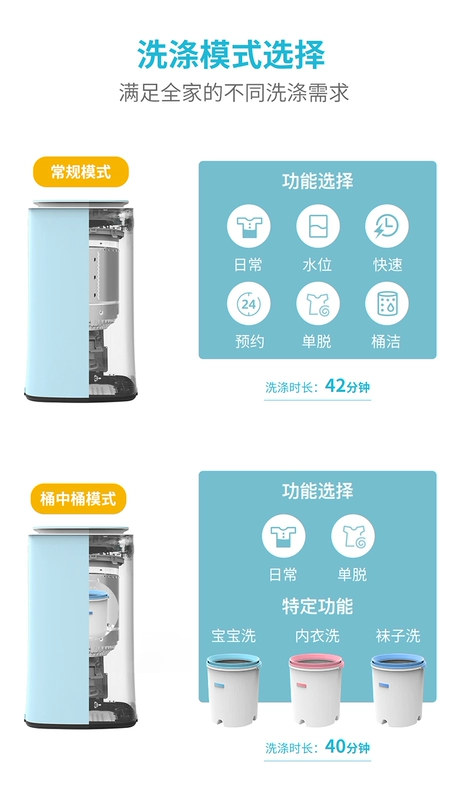 Máy giặt mini Moyu XQB30-S2D Thùng trong thùng Máy giặt đồ lót cho bé hoàn toàn tự động - May giặt