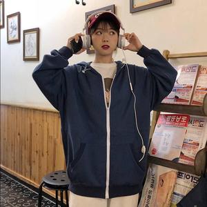 2019运动外套女ins潮秋冬新款韩版学生宽松bf风百搭连帽卫衣上衣