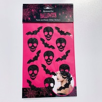 Face and body shiny stickers adhesive sticker performance dress with skull head and bat pattern