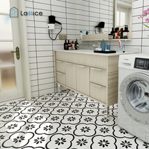 Nordic modern simple black and white parquet small flower tiles kitchen bathroom balcony floor tiles personality art