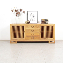 Old Elm TV Cabinet New Chinese Side Cabinet Simple Modern Tea Cabinet Zen Storage Cabinet Solid Wood Storage Furniture