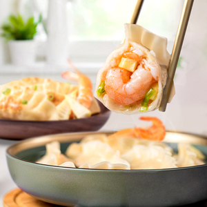 必品阁虾仁王饺子350g*3+王饺子490g*3韩式蒸饺煎饺锅贴水饺