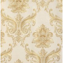 Light yellow Baroque style European large flower wallpaper Light gray brown European Damascus wallpaper