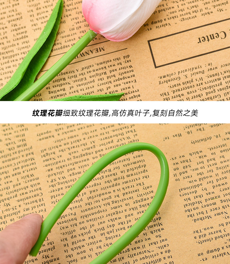 郁金香假花,仿真花粉色,ins风客厅书桌面插花摆件,白色花束拍摄道具
